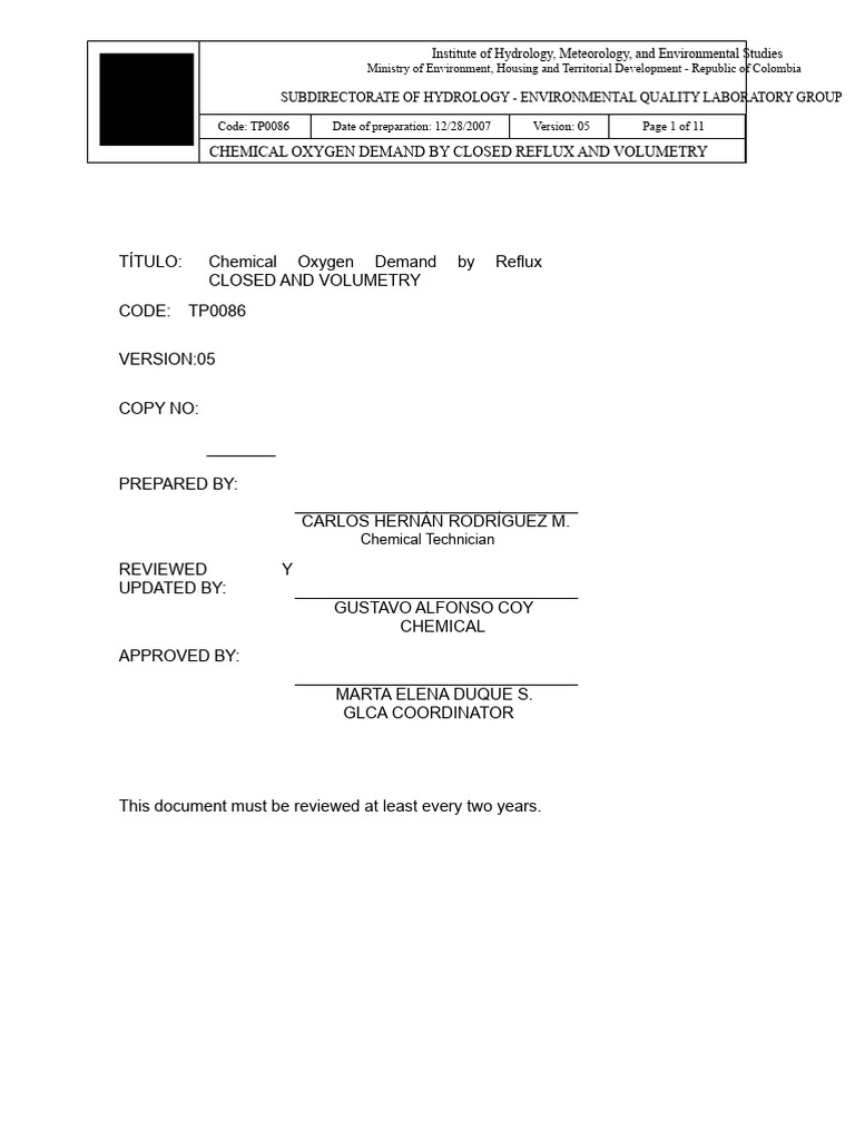 Chemical Oxygen Demand Testing Method | PDF | Materials | Chemical ...