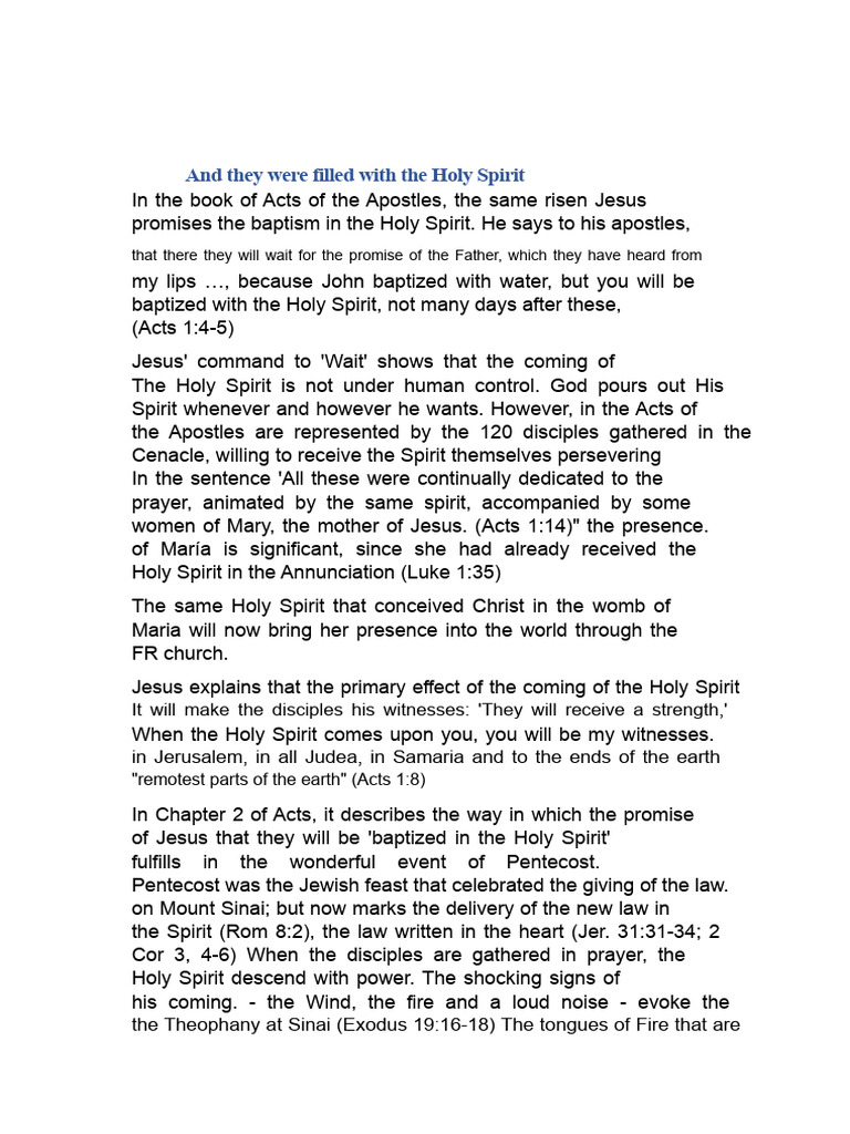 They Were Filled With The Holy Spirit. | PDF | Baptism With The Holy ...