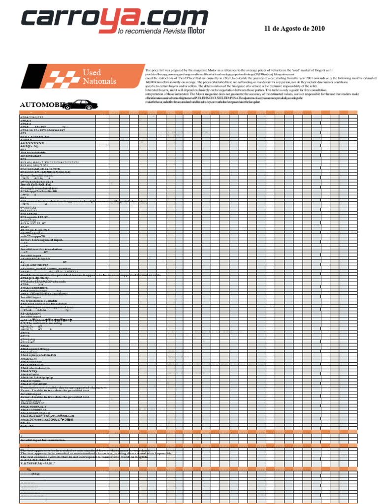 Bogotá Used Vehicle Price Guide | PDF