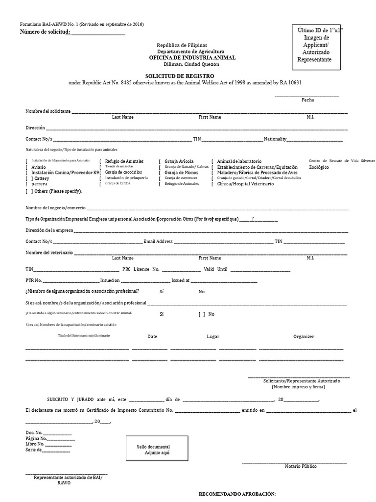 Formulario BAI-AHWD No. 1 Final | PDF | Animales domesticados ...