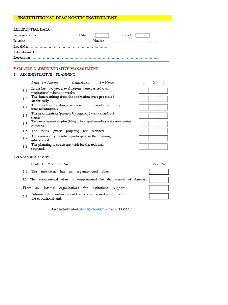 Institutional Diagnostic Instrument | PDF | Learning