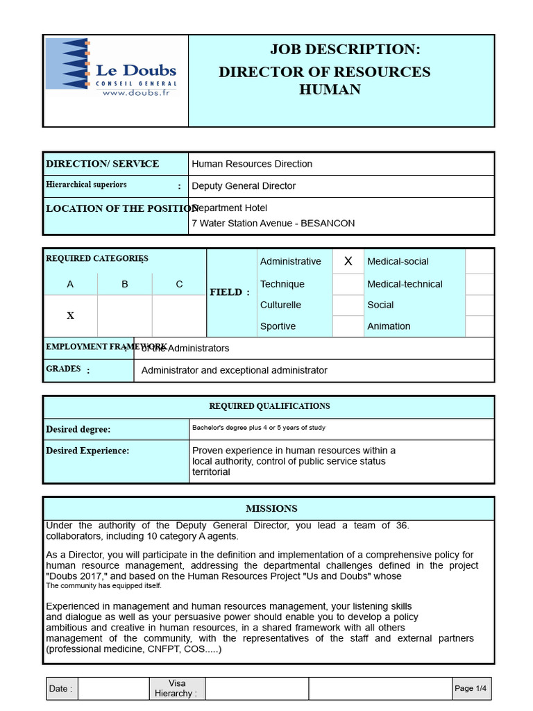 HR Director Job Description | PDF | Human Resources | Human Resource ...