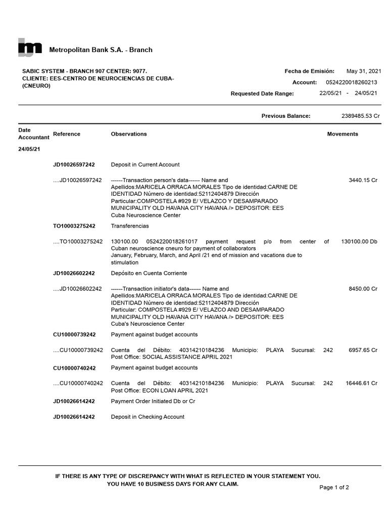 Metropolitan Bank Transaction Summary | PDF | Corporate Jargon | Money
