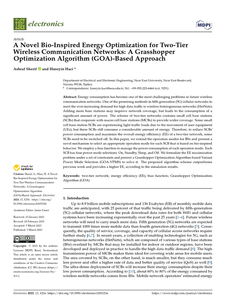 A Novel Bio-Inspired Energy Optimization For Two-T | PDF | Mathematical ...