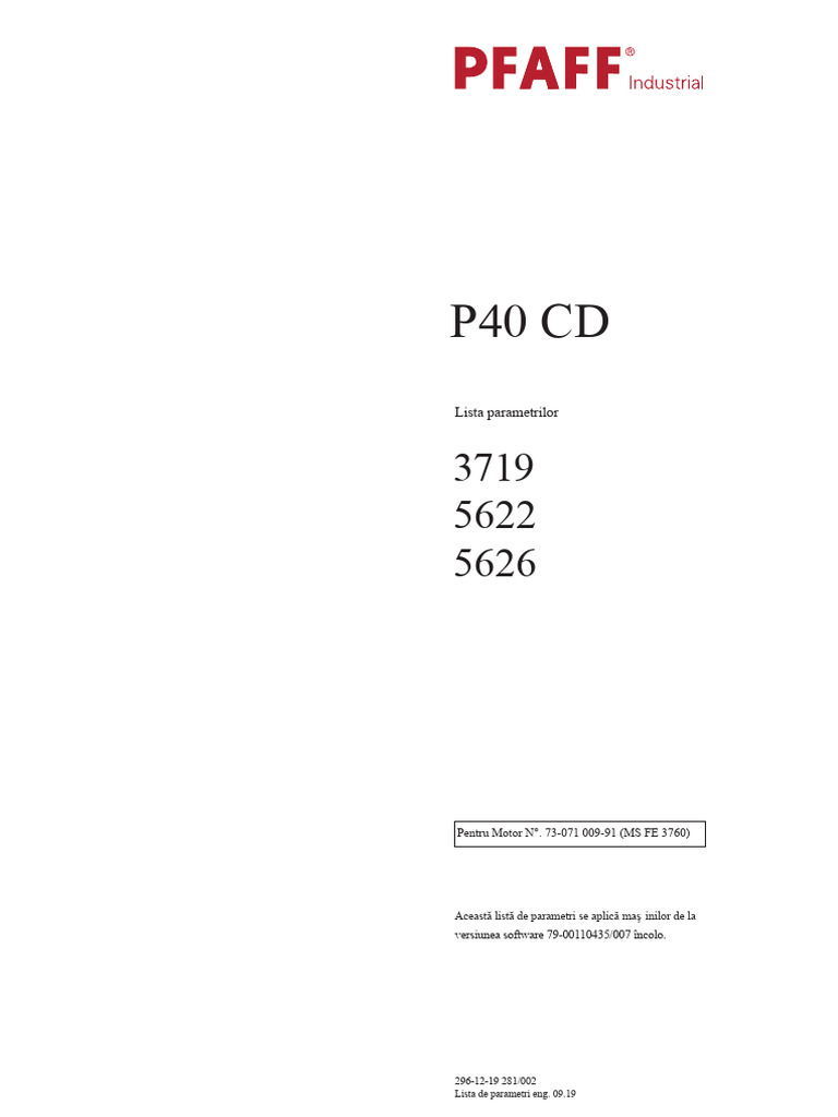 Parametrii Motorului Pfaff | PDF