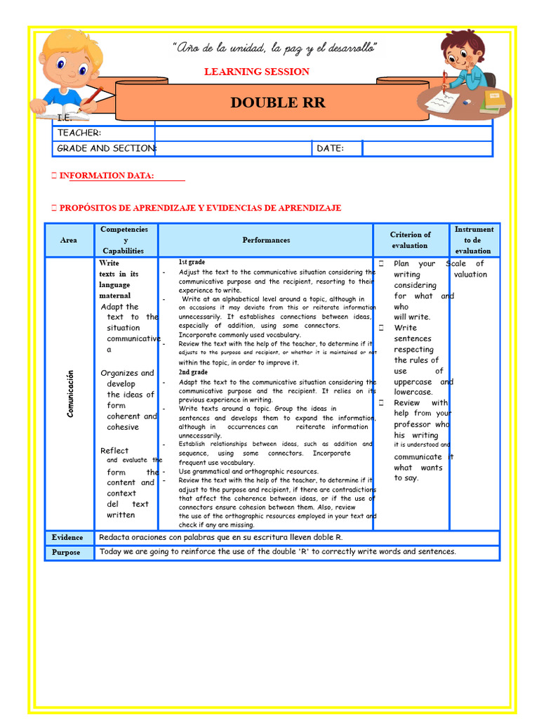 Double 'R' Writing Lesson Plan | PDF | Letter Case | Information