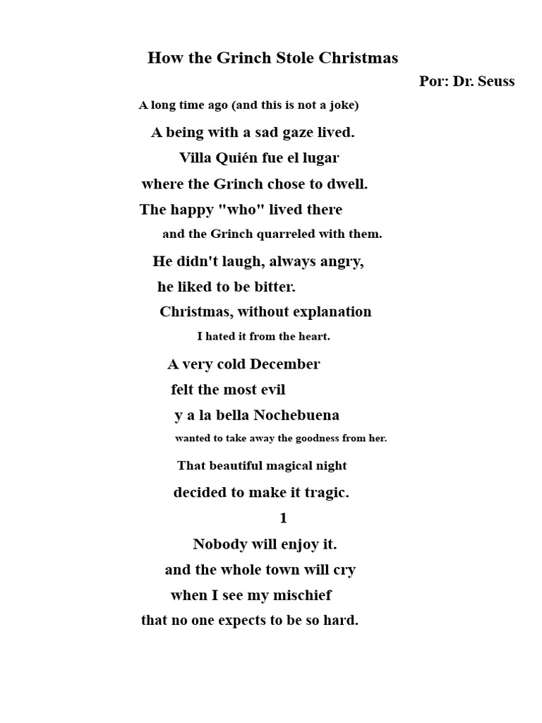 How The Grinch Stole Christmas | PDF | Christmas Fiction | Dr. Seuss