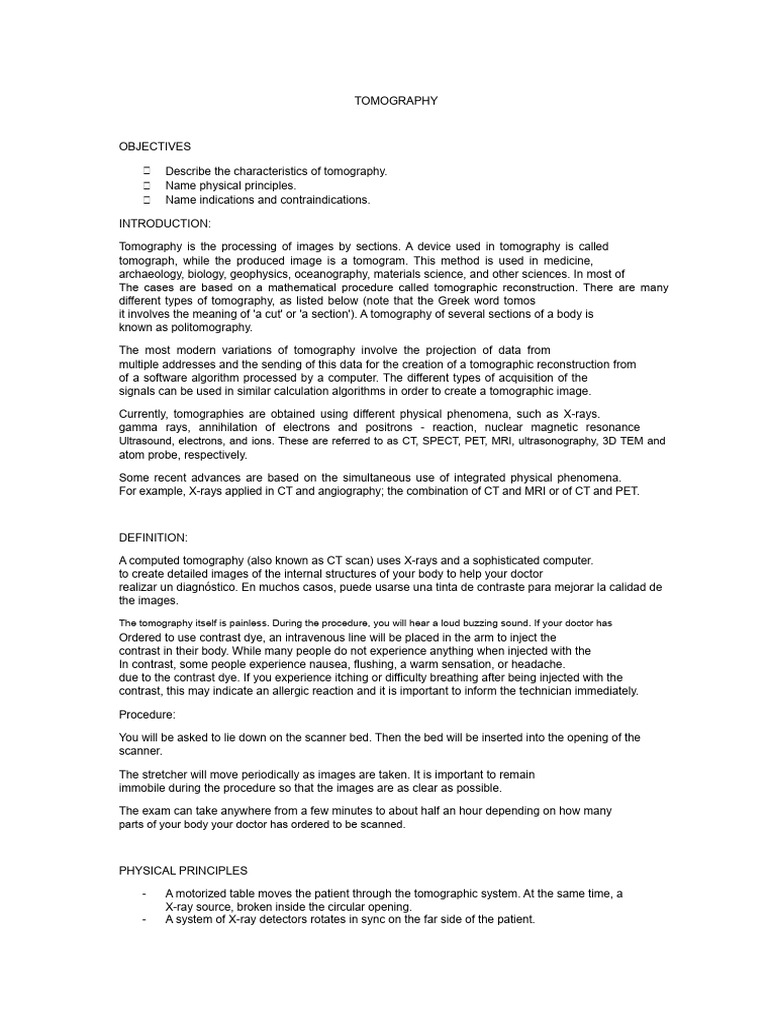 Understanding Tomography: Uses & Risks | PDF | Tomography | Ct Scan