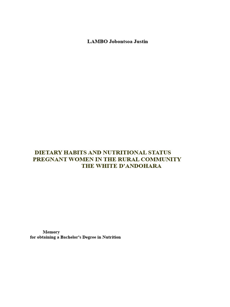 Eating habits and nutritional status of pregnant women in the rural ...