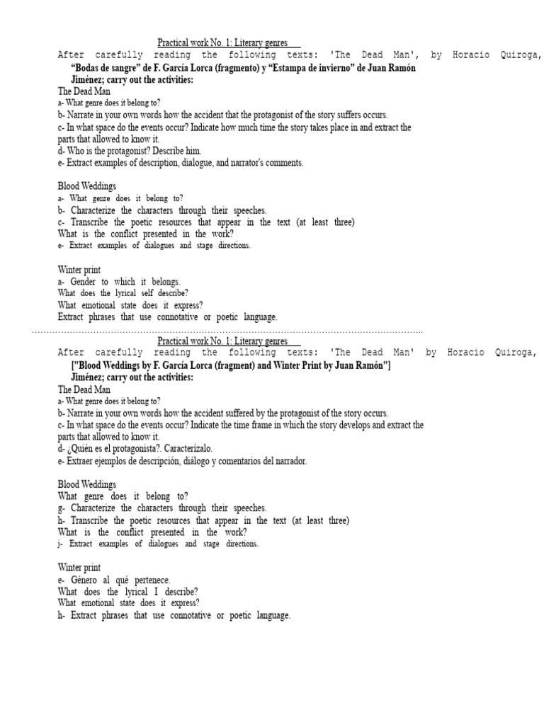 Practical Work No. 1 | PDF | Genre | Narration