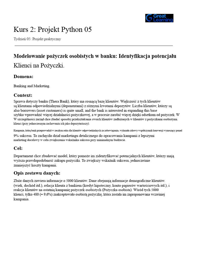 C2 - WK05 - Projekt Pythona 5 - Opis Problemu | PDF