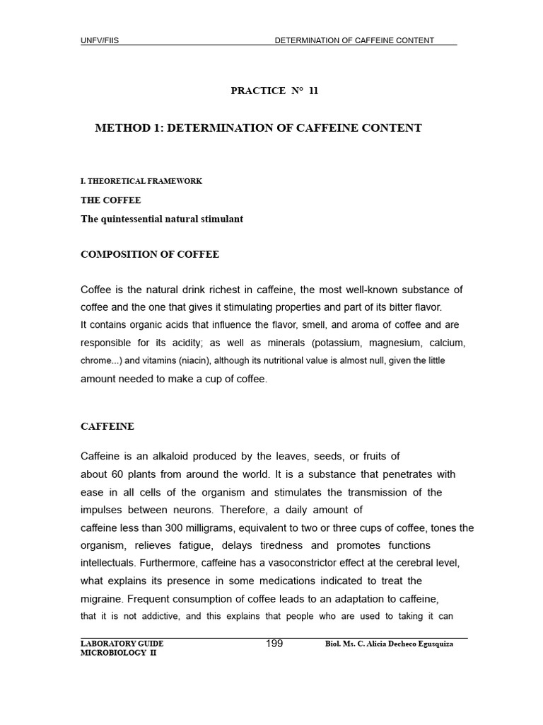 Caffeine Content Determination Method | PDF | Caffeine | Coffee