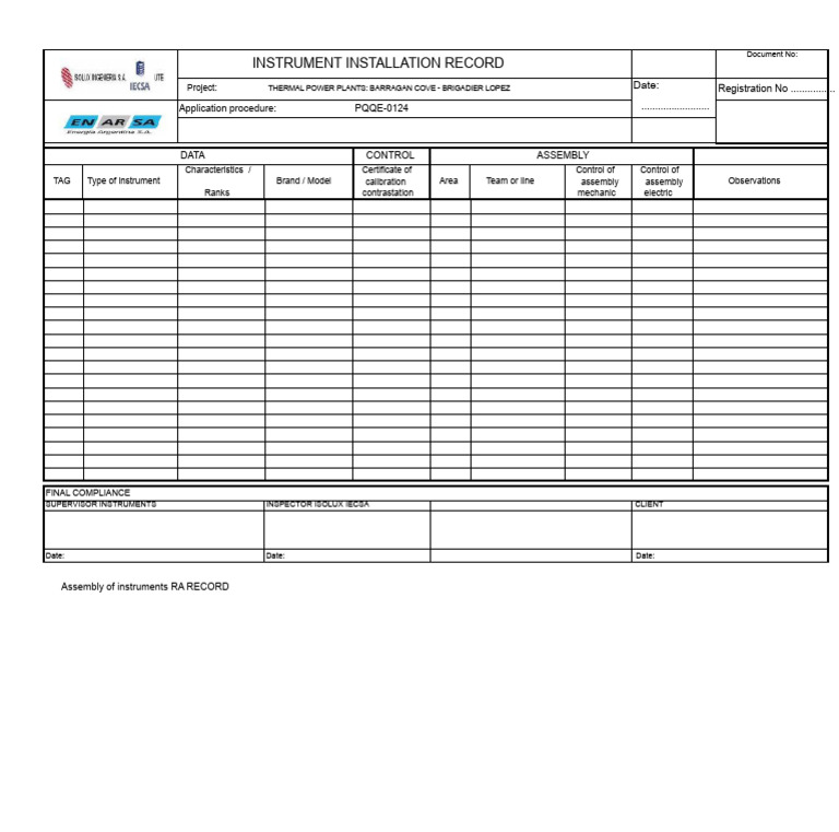 Instrument Assembly RA RECORD | PDF
