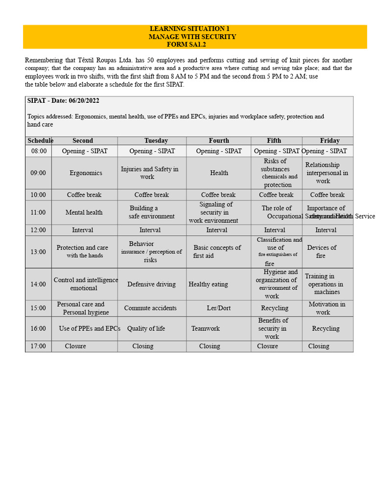 SA1.2 - Form | PDF | Occupational Safety And Health | Safety
