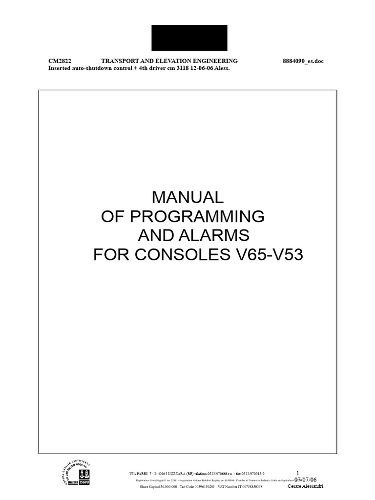 Programming Console V53 and V65 | PDF | Menu (Computing)