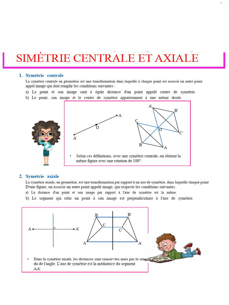 Symétries centrales et axiales en géométrie | PDF | Géométrie ...