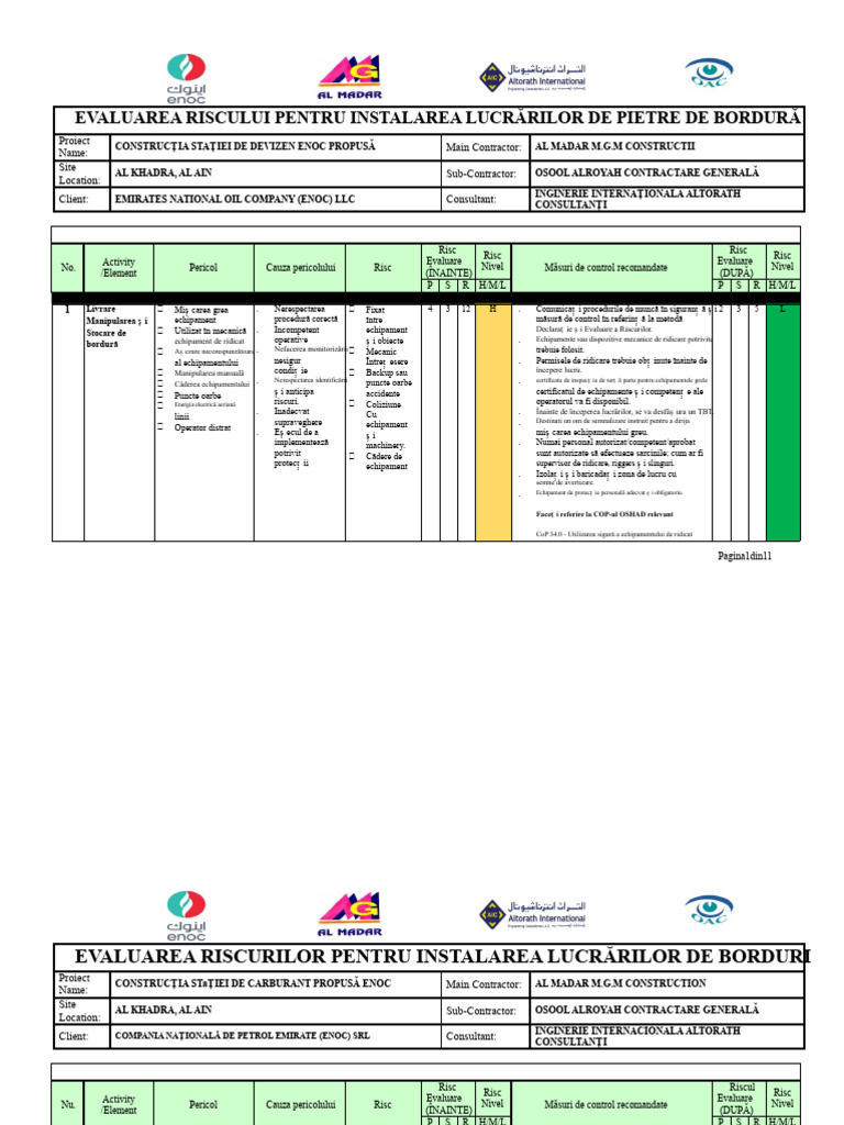 Evaluarea Riscului Pentru Borduri | PDF