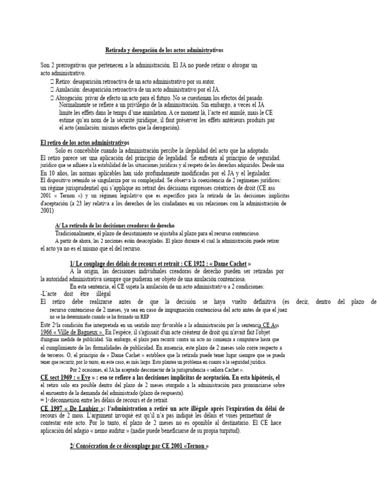 Retiro y Derogación de Los Actos Administrativos | PDF | Regulación ...