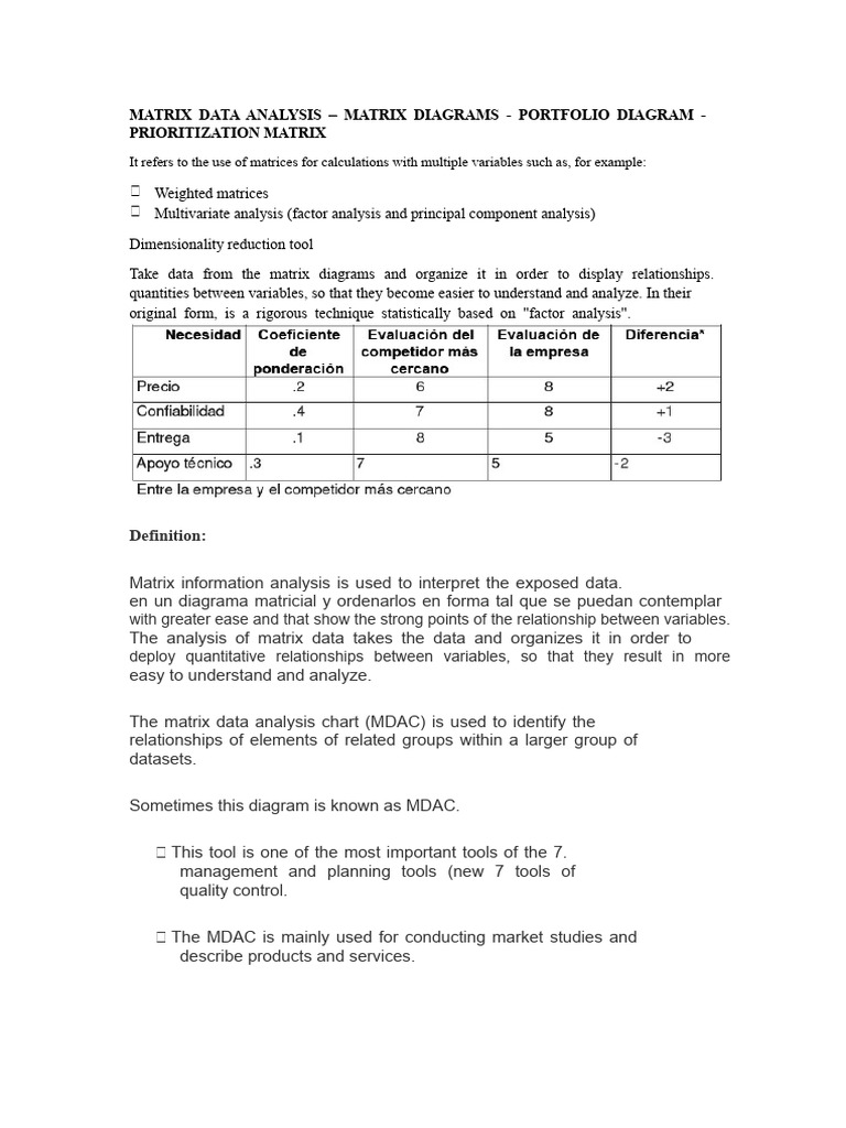 Matrix Data Analysis Techniques | PDF | Matrix (Mathematics) | Data ...