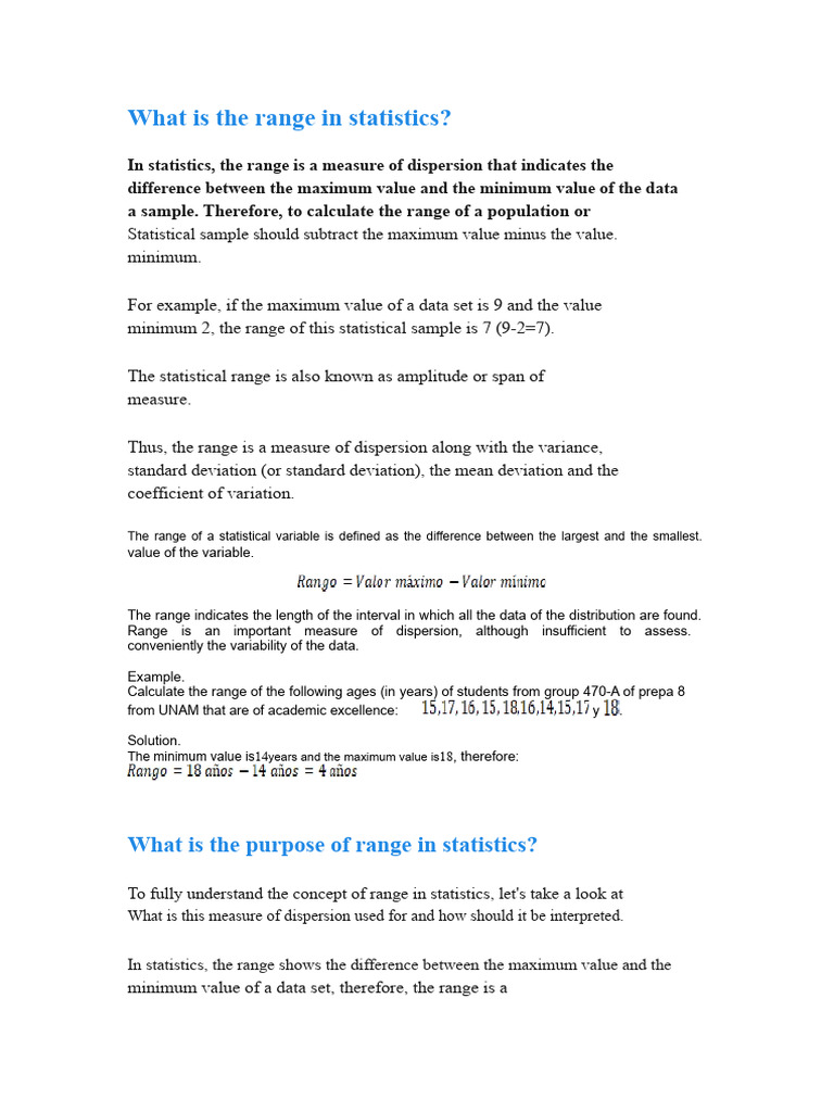 Understanding Range in Statistics | PDF | Variance | Statistics