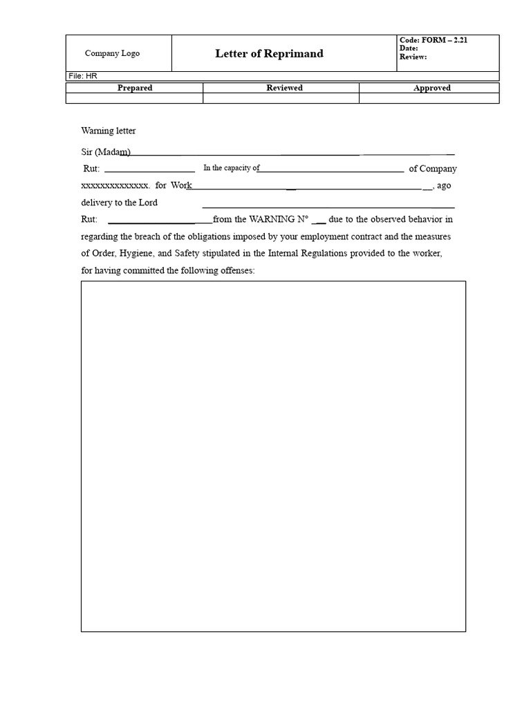 Employee Warning Letter Template | PDF