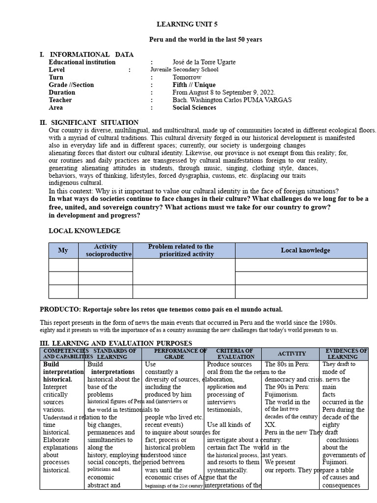 LEARNING UNIT 5 CCSS - 5 2022 | PDF | Learning | Inflation