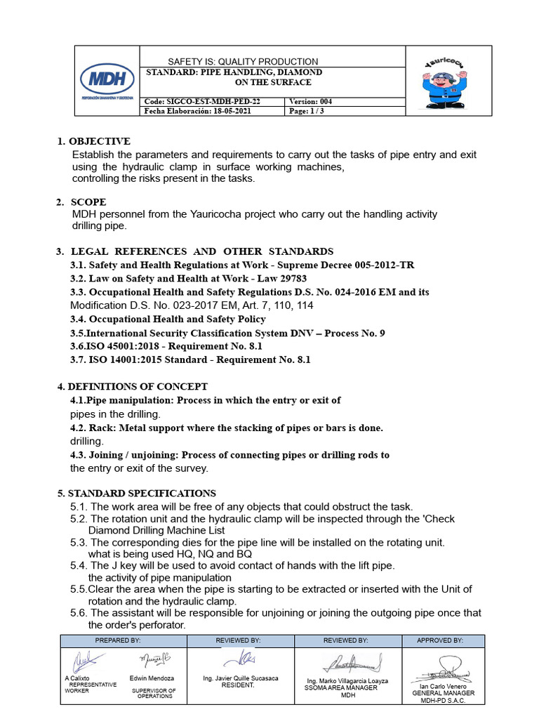 Est 22 - Manipulation of Diamond Pipe On The Surface | PDF | Safety ...