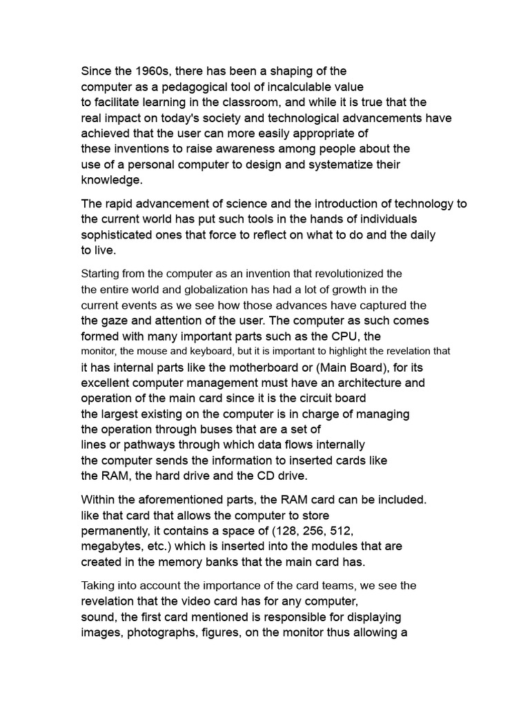 Essay On Computer and Its Parts | PDF | Personal Computers | Random ...