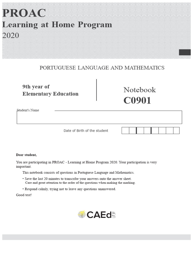 PROAC 2020: Portuguese & Math Notebook | PDF | Allergy