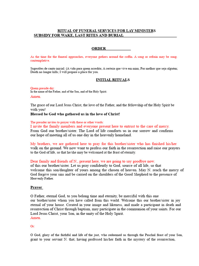 Funeral Service Rituals for Lay Ministers | PDF | God The Father ...