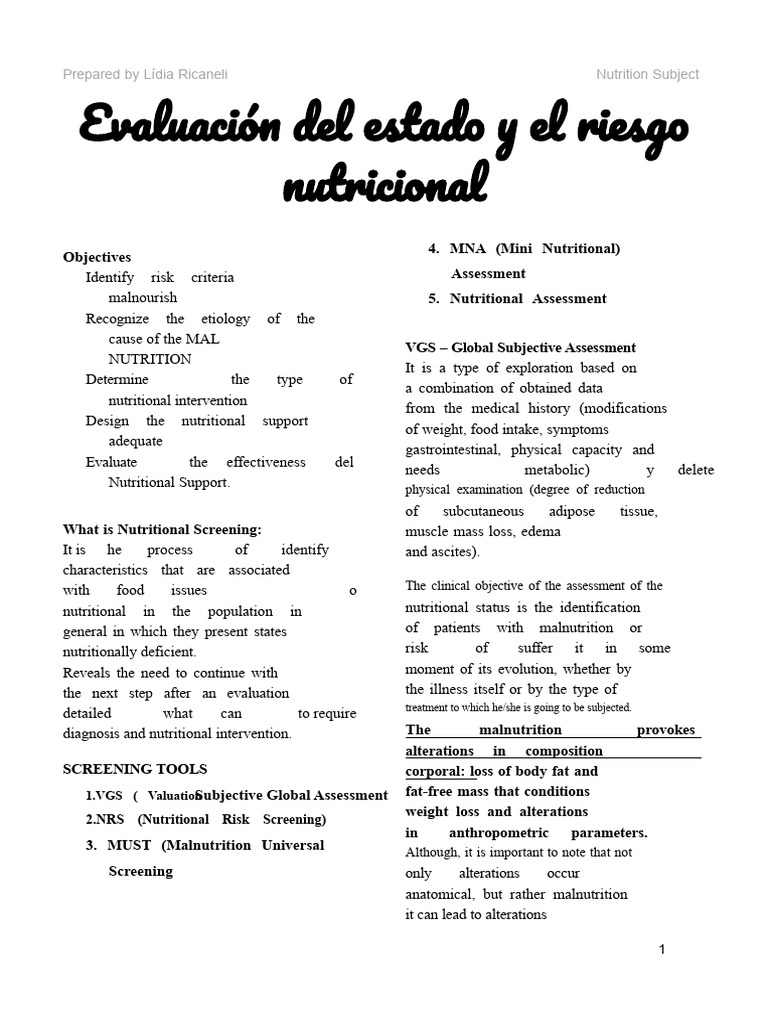 Nutritional Risk Assessment Methods | PDF | Malnutrition | Screening ...