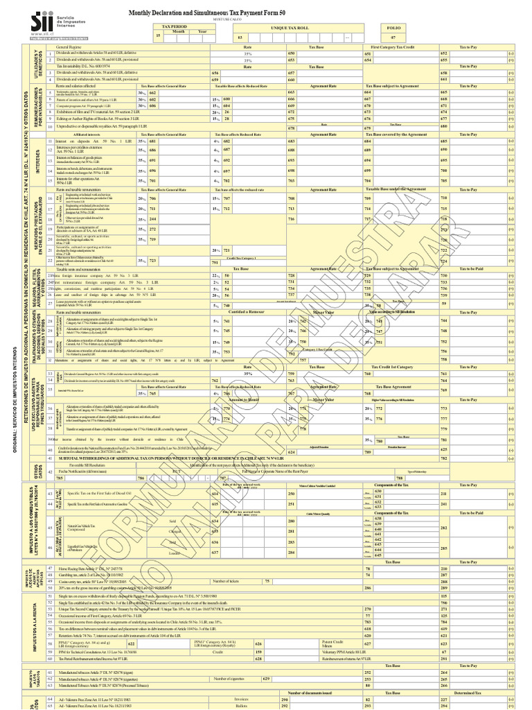 Monthly Tax Declaration Form 50 Guide | PDF | Taxes | Payments