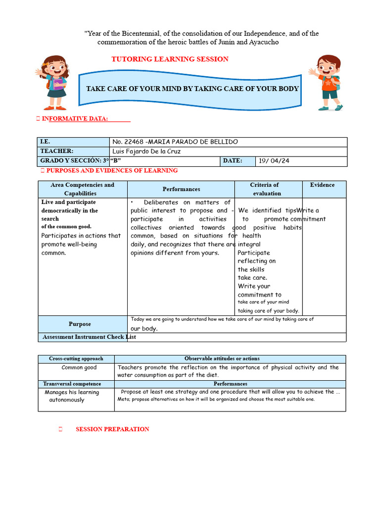 Tutorial - I Take Care of My Mind by Caring For My Body | PDF | Mind ...