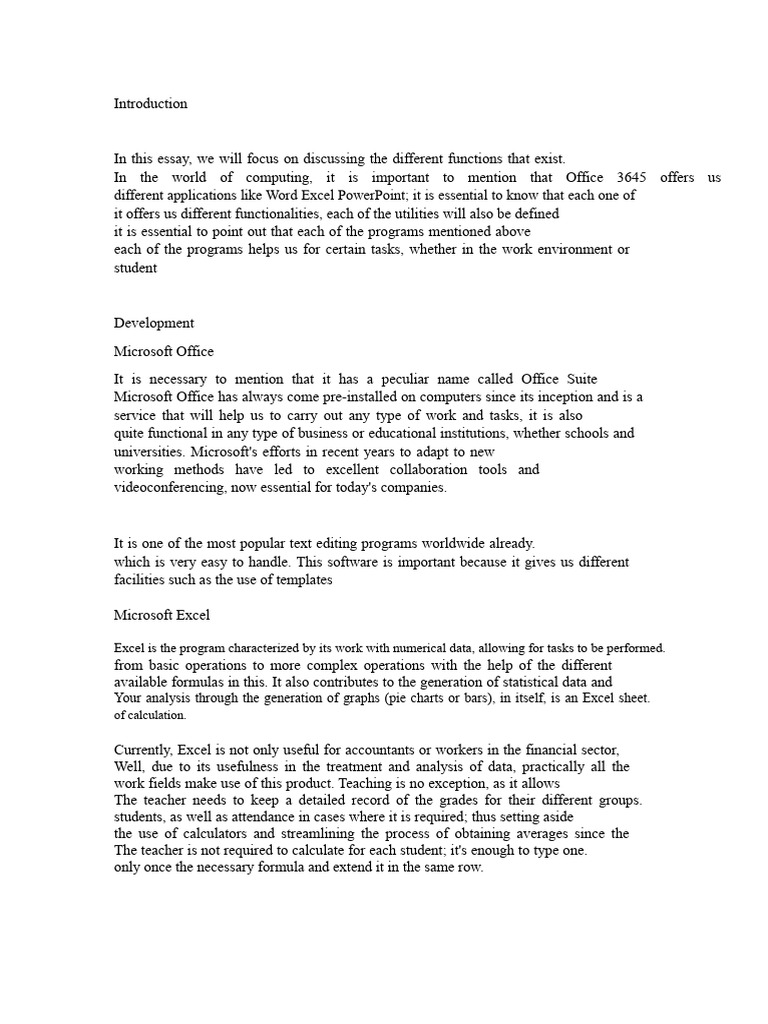 Essay | PDF | Microsoft Excel | Microsoft Office
