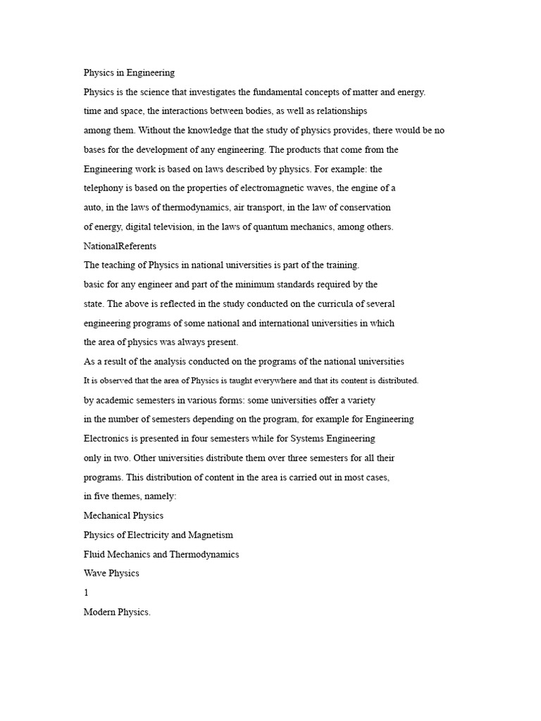 Physics in Engineering | PDF | Physics | Engineering