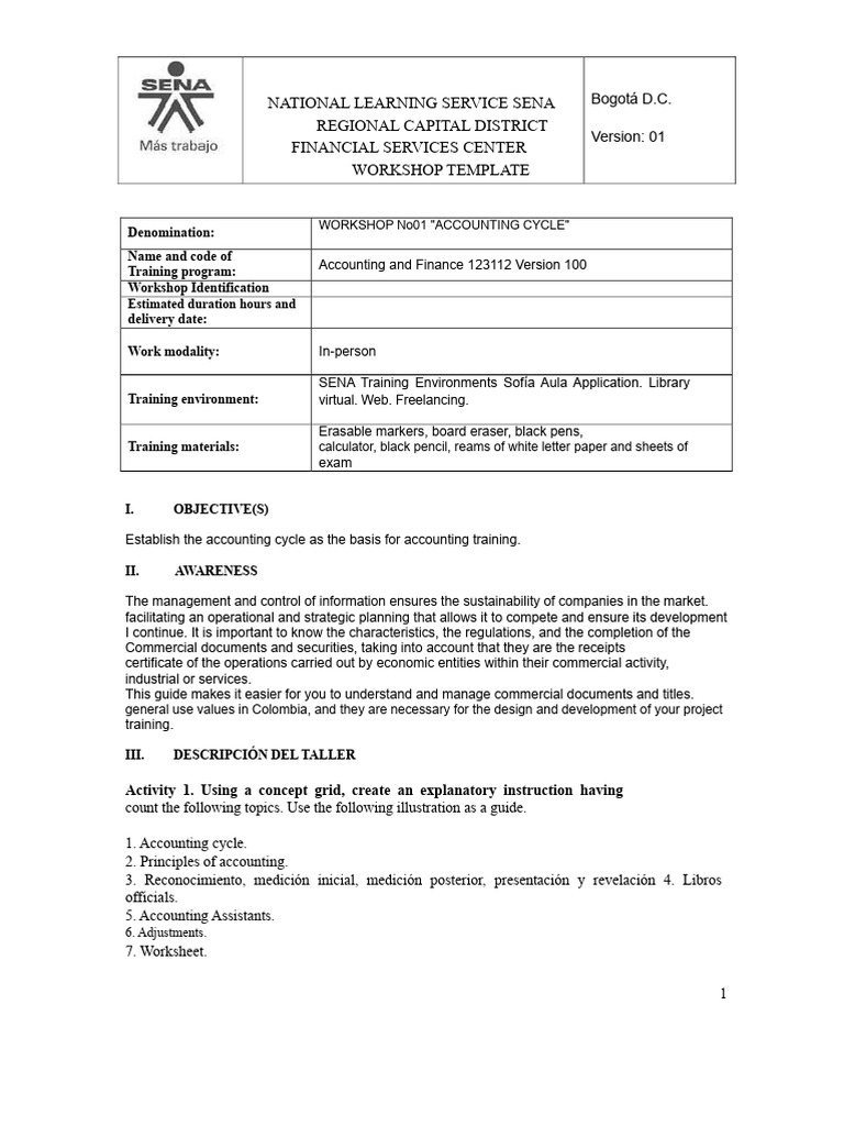 Accounting Cycle Workshop Template | PDF | Receipt | Banks