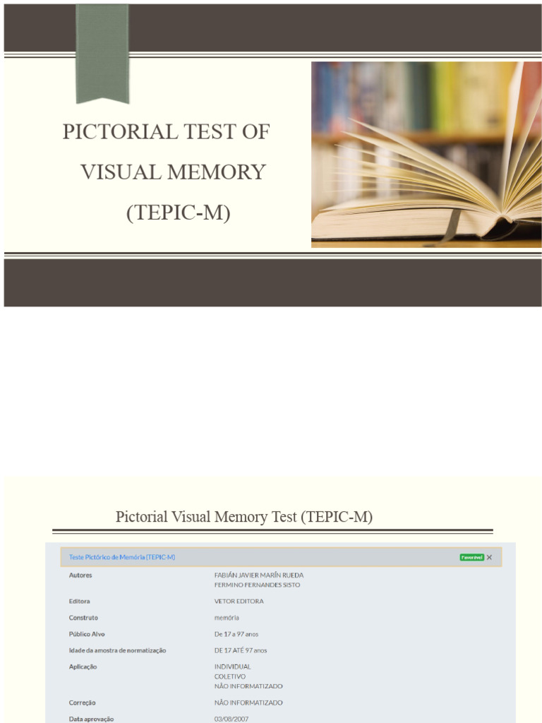 TEPIC-M: Pictorial Visual Memory Test | PDF