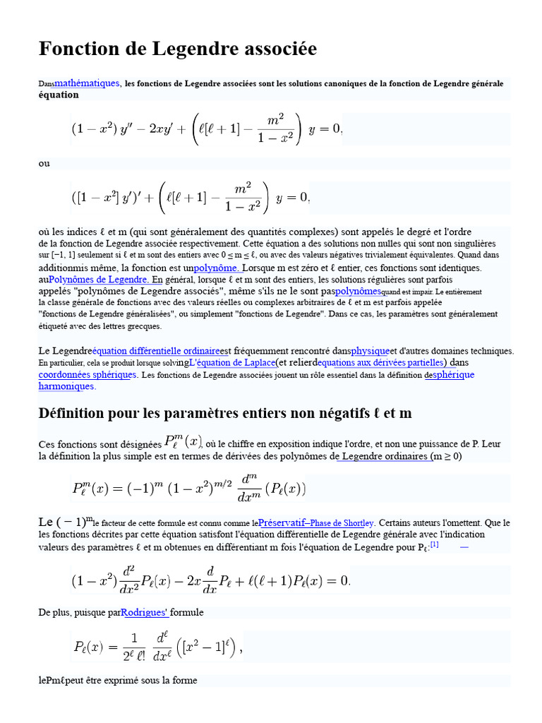 Fonctions de Legendre Associées en Mathématiques | PDF | Analyse ...