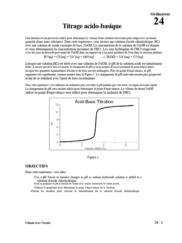 Titrage acido-basique : HCl et NaOH | PDF | Titrage | Chimie