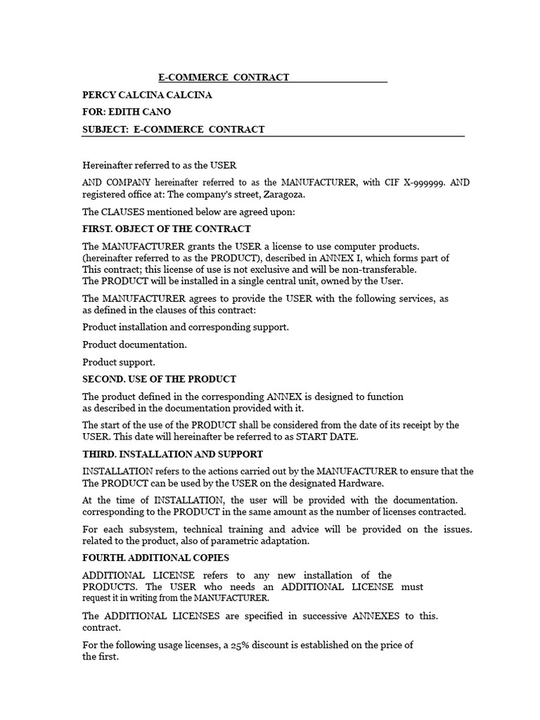 E-Commerce Contract Agreement Template | PDF | Arbitration | Justice