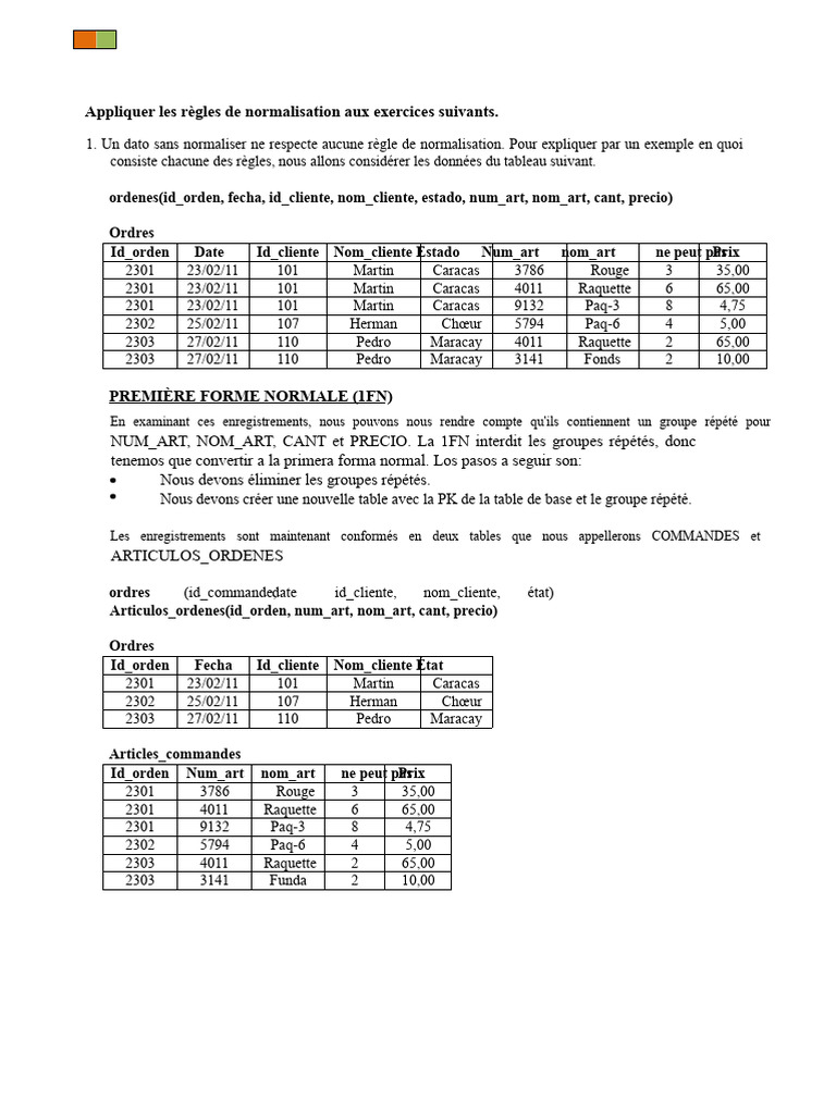 Normalisation des données en 3NF | PDF | Facture | Logiciel de gestion ...