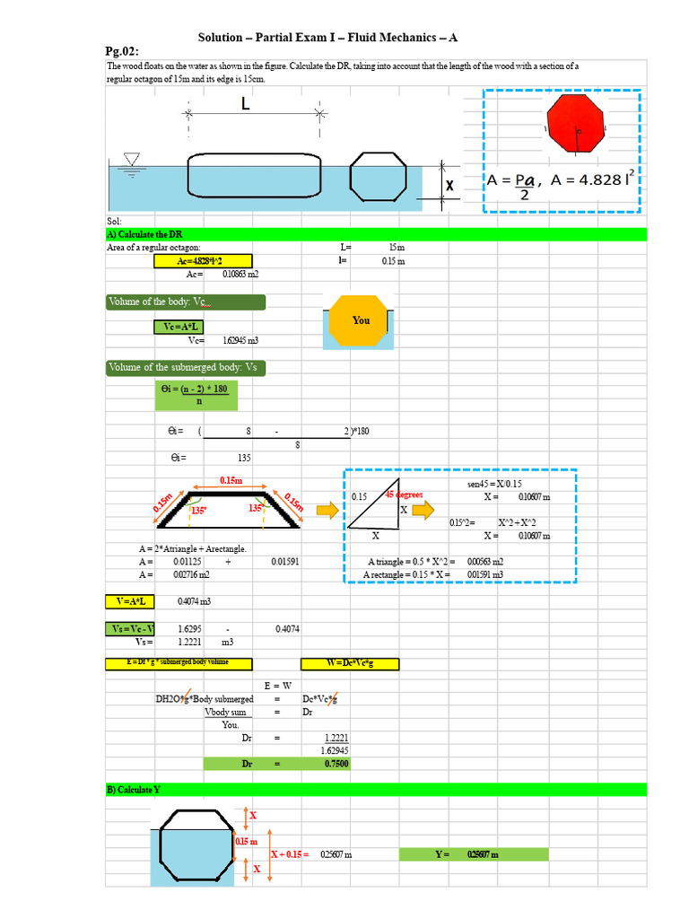 Fluid Mechanics Exam Solutions and Calculations | PDF | Pressure ...