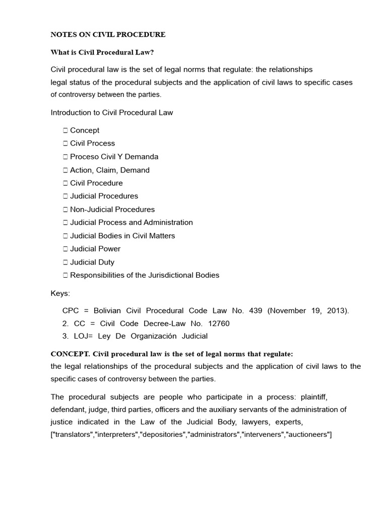 Overview of Civil Procedural Law | PDF | Lawsuit | Res Judicata
