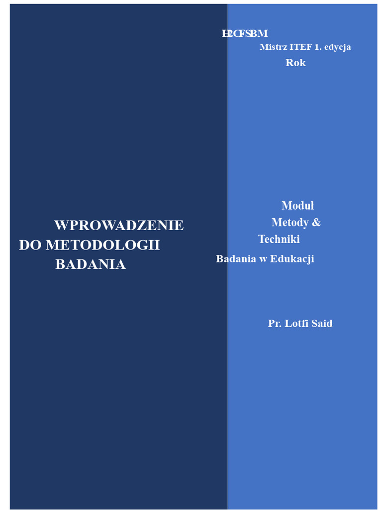 Wprowadzenie Do Metodologii Badań - ITEF | PDF
