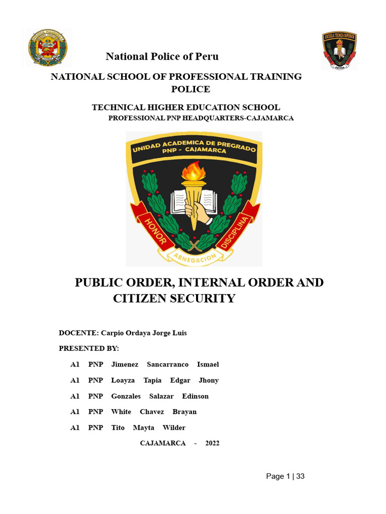 Public Order and Citizen Security in Peru | PDF | Police | Crimes