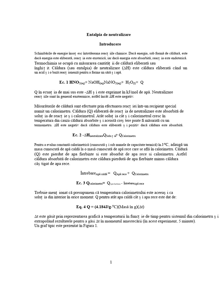 Entalpia de Neutralizare | PDF