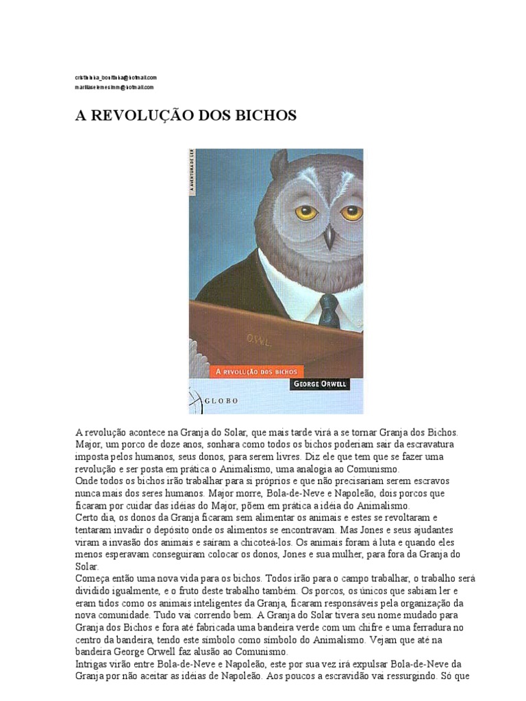 Resumo de "A Revolução dos Bichos" | PDF | Política (geral) | Science