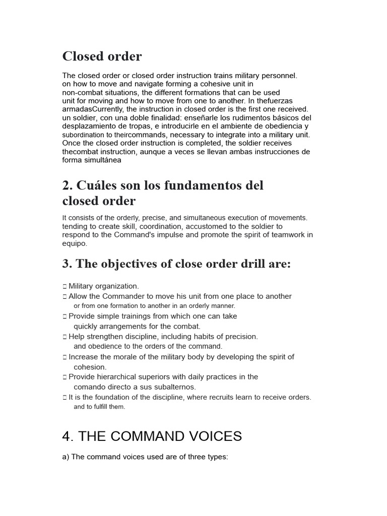 Understanding Closed Order Training | PDF