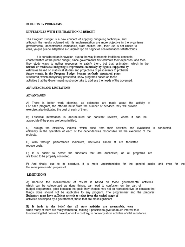 Program Budgeting: Benefits and Challenges | PDF | Budget | Information