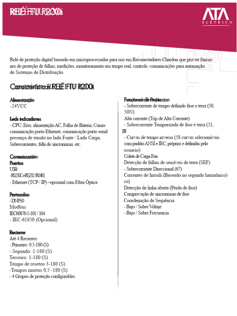 Relé de Proteção Digital FTU R200i | PDF | Energia elétrica | Informática